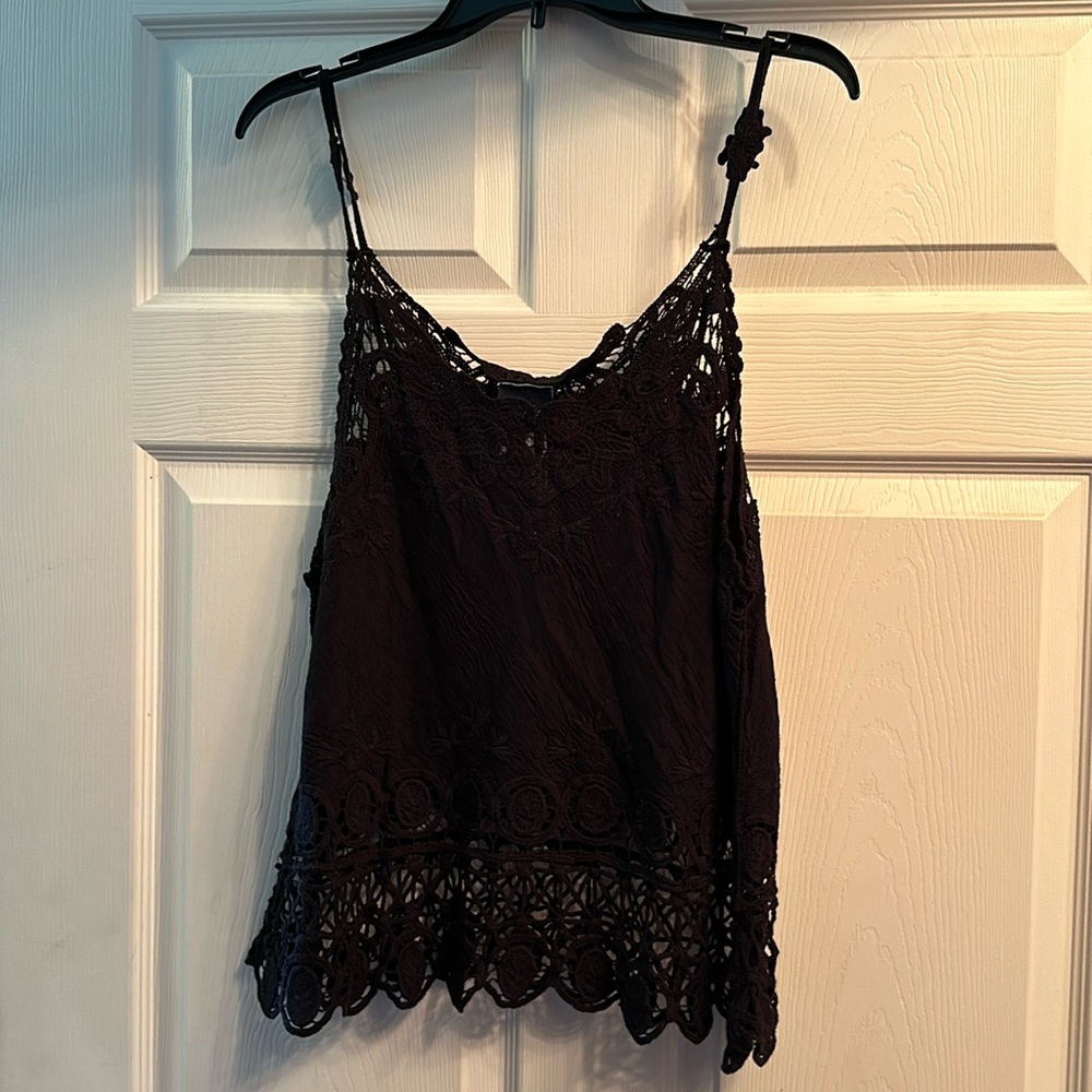 Lovely black crepe size L women’s Buckle Tank Top